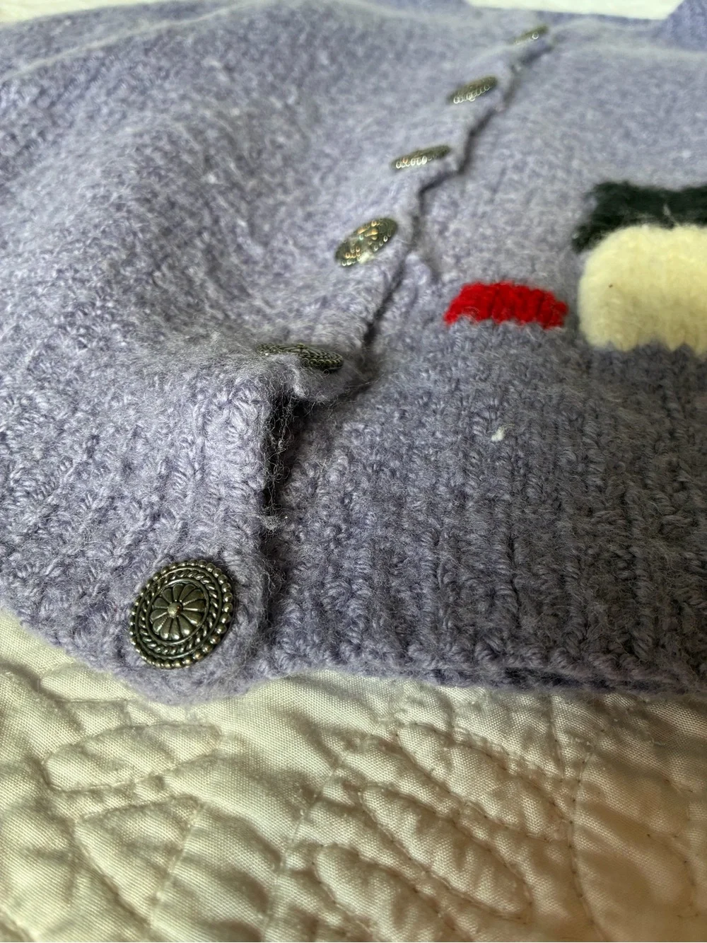 Kids Purple Snoopy Knit Matching Set - Sweater & Mittens